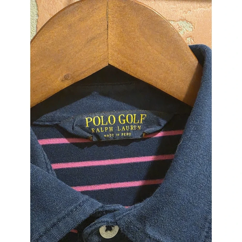 Polo Golf Ralph Lauren Men's Short Sleeve Purple Striped, Medium Stretch Sku 30